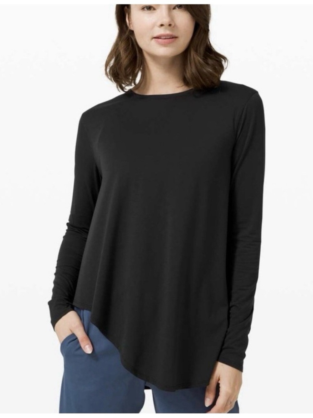 lululemon athletica lifted balance  Black Long-Sleeve Relaxed Swing Top size 4